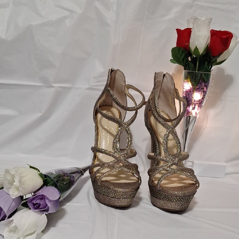 Jessica Simpson Glittering Strappy Heels